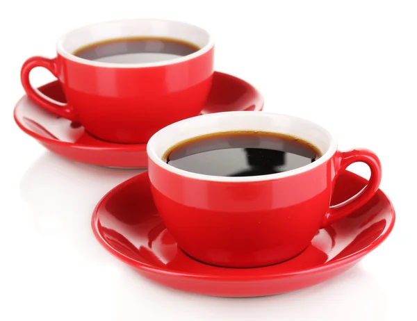 A red cups of strong coffee isolated on white — Stock Photo, Image