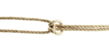 düğüm üzerinde beyaz izole, iple