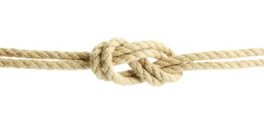 düğüm üzerinde beyaz izole, iple