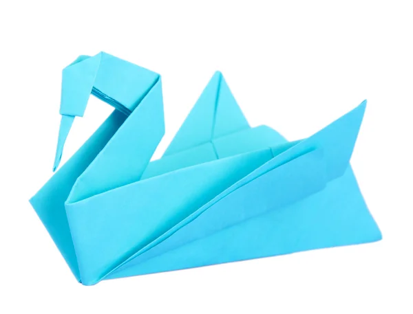 Cisne de origami sobre fondo púrpura — Foto de Stock