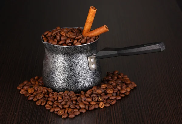 Coffee maker on brown table — Stock Photo, Image