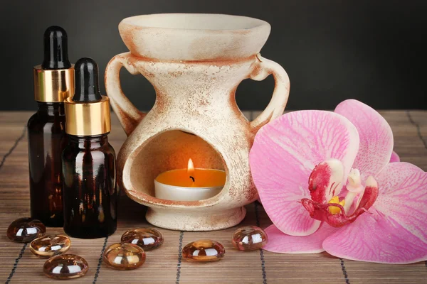 Aromatherapy lamp on grey background — Stock Photo, Image