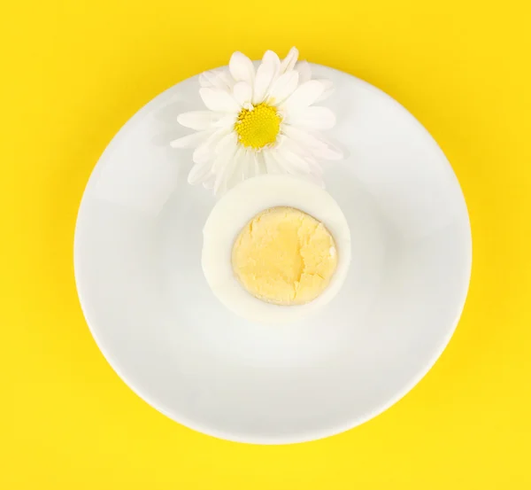 Boiled egg on color background — Stock Photo, Image