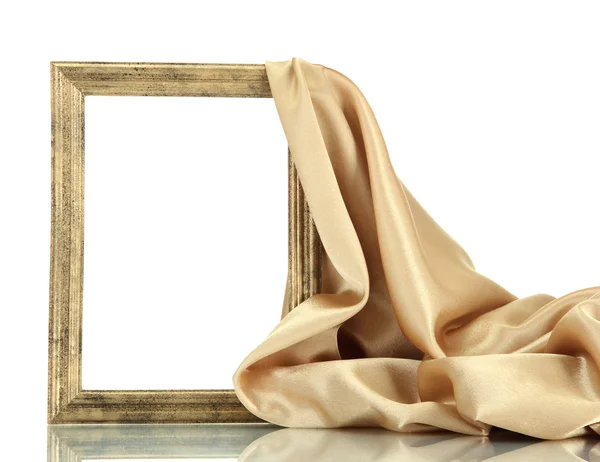 Marco vacío con seda, aislado en blanco —  Fotos de Stock