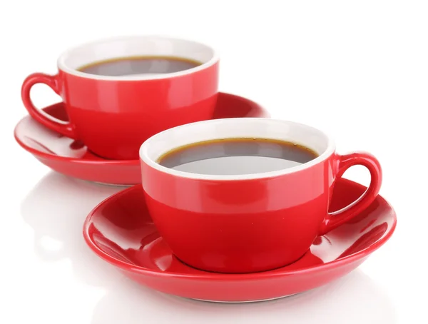 Červený šálků silné kávy izolovaných na bílém — Stock fotografie