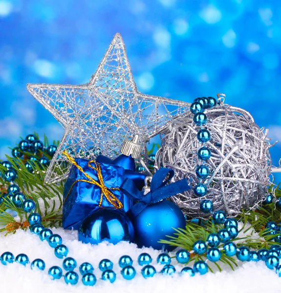 Christmas decoration on blue background — Stock Photo, Image