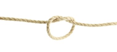 düğüm üzerinde beyaz izole, iple