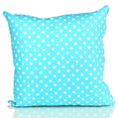 beyaz izole mavi parlak yastık