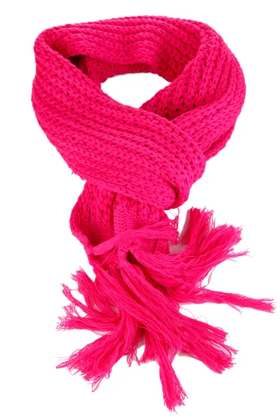 Warme gebreide sjaal roze geïsoleerd op wit — Stockfoto