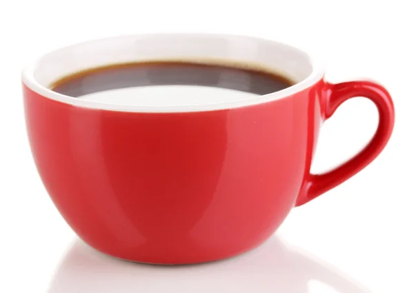 Una taza roja de café fuerte aislado en blanco — Foto de Stock