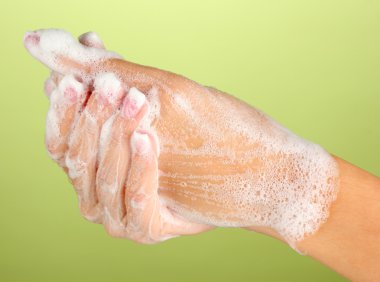 kadının eller-yıkanmasında, yeşil renkli yakın tarih içinde