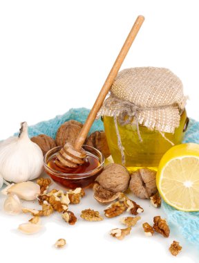 dokunulmazlık üzerinde sıcak eşarp üzerine beyaz izole güçlendirilmesi için sağlıklı malzemelerle