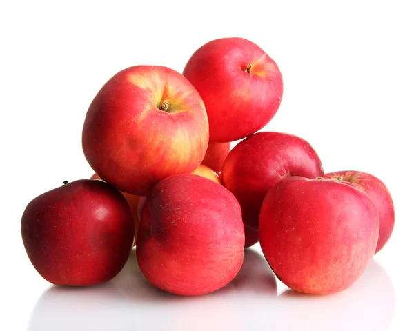 Ζουμερά κόκκινα μήλα, που απομονώνονται σε λευκό — Φωτογραφία Αρχείου