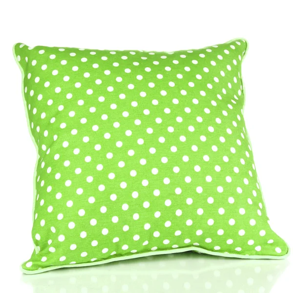 绿色明亮枕头上白色隔离 — 图库照片