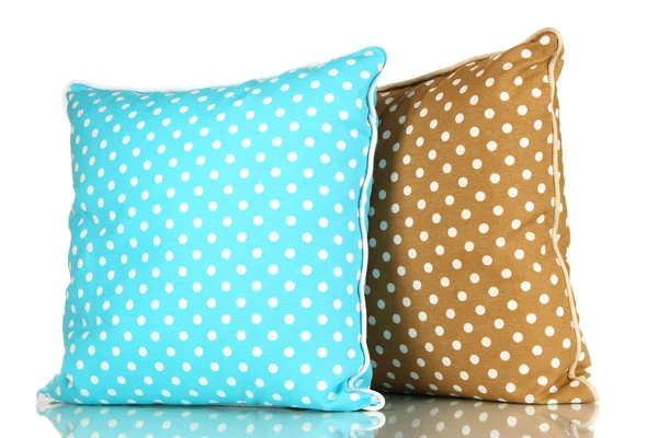 白で隔離される青と茶色の明るい枕 — ストック写真