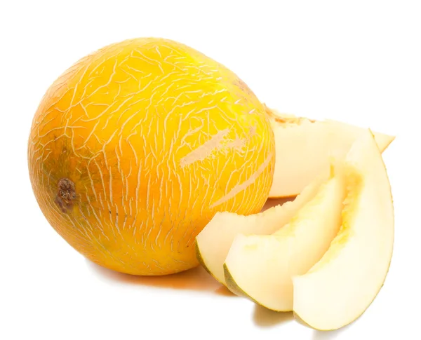 Meloni dolci maturi, isolati su bianco — Foto Stock