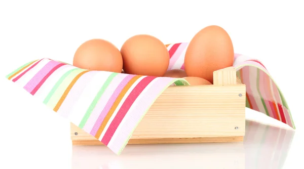 Oeufs durs dans une boîte isolée sur blanc — Photo