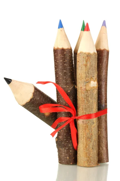 रंगीन लकड़ी पेंसिल सफेद पर अलग — स्टॉक फ़ोटो, इमेज