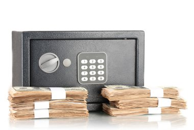 Amerikan Doları ve üzerinde beyaz izole kasa