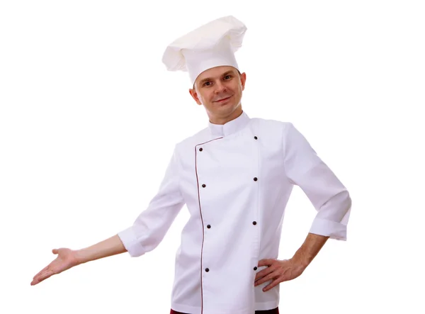 Ritratto di chef isolato su bianco — Foto Stock