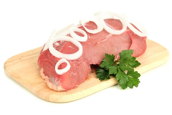 Carne de vacuno cruda aislada en blanco — Foto de Stock