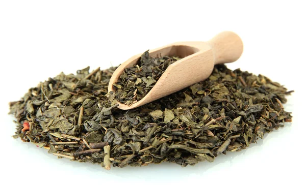 Aromatischer grüner, trockener Tee, isoliert auf weißem — Stockfoto