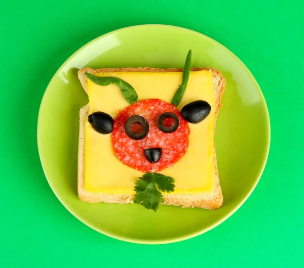 재미 있는 컬러 배경에서 아이 들을 위한 음식 — 스톡 사진