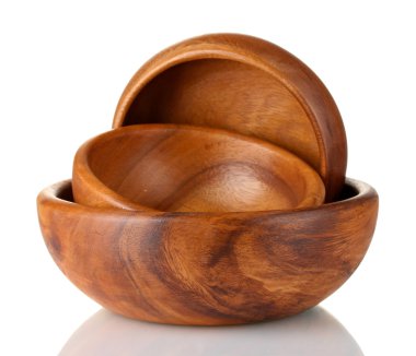 ahşap kase üzerinde beyaz izole