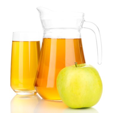 tam cam ve elma suyu ve elma isolted beyaz şişe