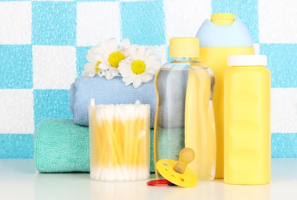 Baby cosmetics in bathroom — Stock Photo, Image