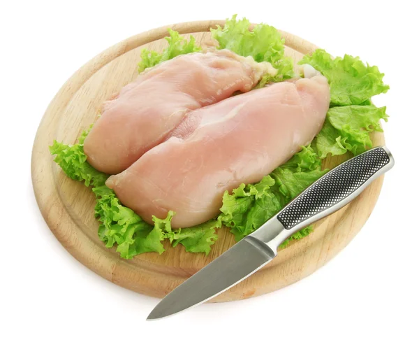 कच्चे चिकन मांस कटिंग बोर्डवर, पांढरा वर वेगळे — स्टॉक फोटो, इमेज