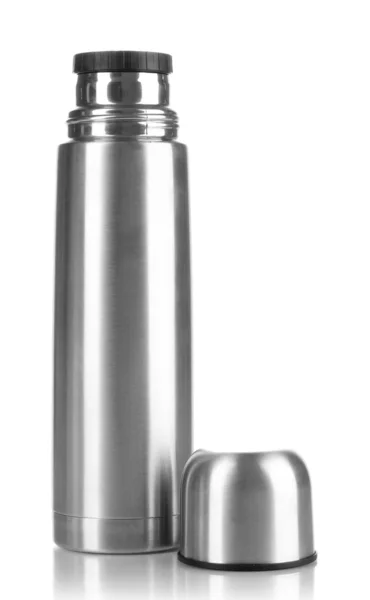 Metal thermos isolated on white — Stock Photo, Image