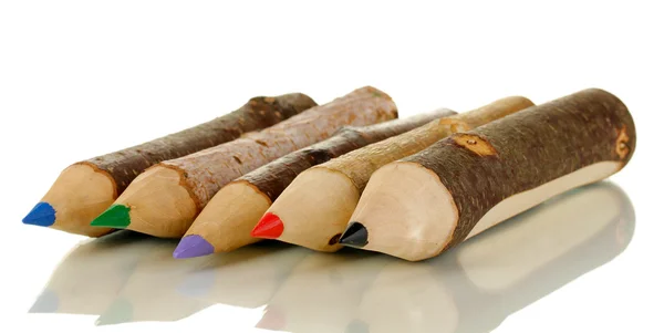 Colorful wooden pencils isolated on white — Stock Photo, Image