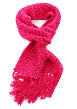 Beyaz izole pembe örgü atkı