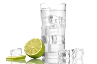 buzlu cam üzerine beyaz izole limon ile