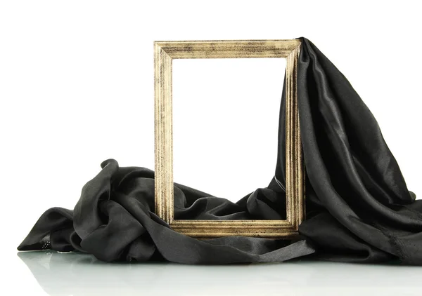 Empty frame with silk, isolated on white — Stock Photo, Image