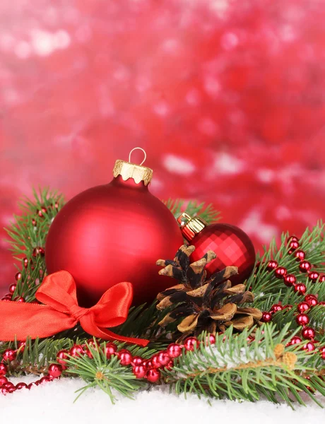 Christmas decoration on red background Stock Photo
