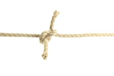 düğüm üzerinde beyaz izole, iple