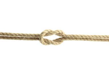 düğüm üzerinde beyaz izole, iple