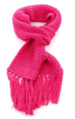 Beyaz izole pembe örgü atkı