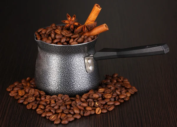 Coffee maker on brown table — Stock Photo, Image