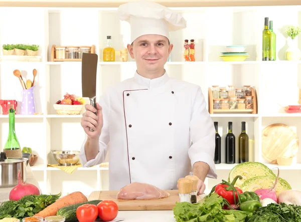 Chef cooking in kitchen — Stock Photo, Image