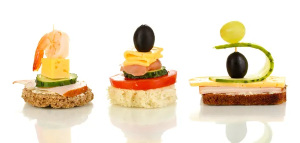 Canapés isolados em branco — Fotografia de Stock