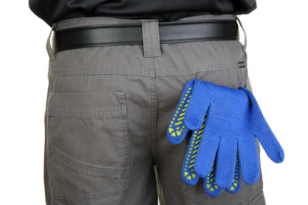 Перчатки в заднем кармане крупным планом — стоковое фото