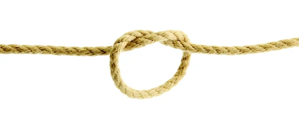 Rope with knot, isolated on white — Stock Photo, Image