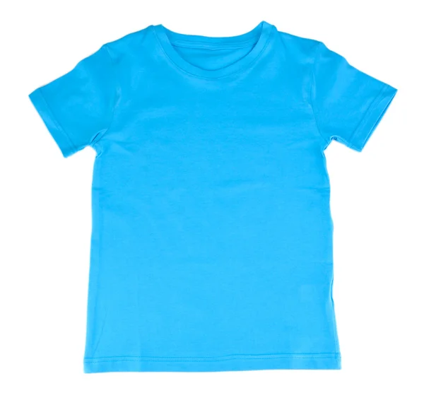 T-shirt azul isolado em branco — Fotografia de Stock