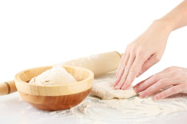 beyaz izole pizza hamuru hazırlama