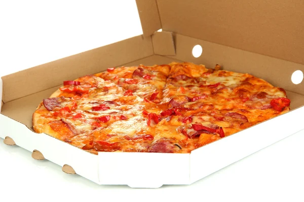 美味的比萨孤立在白色框中 — 图库照片