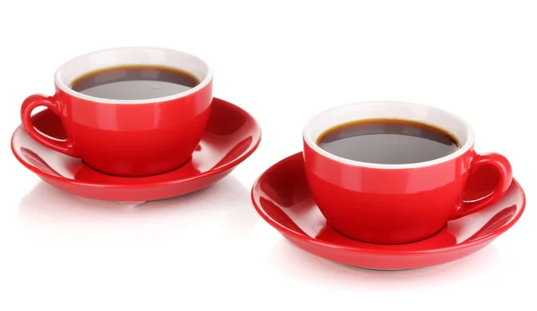 A red cups of strong coffee isolated on white — Stock Photo, Image