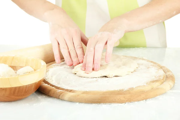 Preparing pizza dough isolated on white — Stock Photo, Image